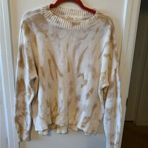 Elan Cream and Brown Crew Neck Sweater